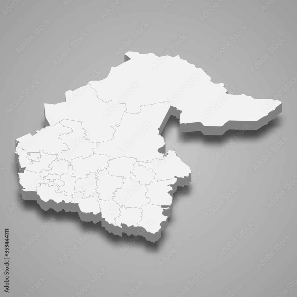 tyumen oblast 3d map region of Russia Template for your design tyumen oblast 3d map region of Russia Template for your design