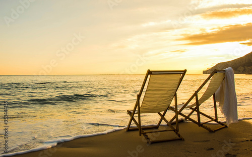 Wooden chair at the beach