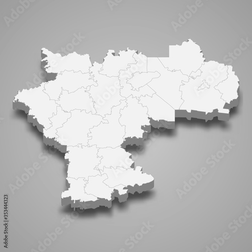 ulyanovsk oblast 3d map region of Russia Template for your design