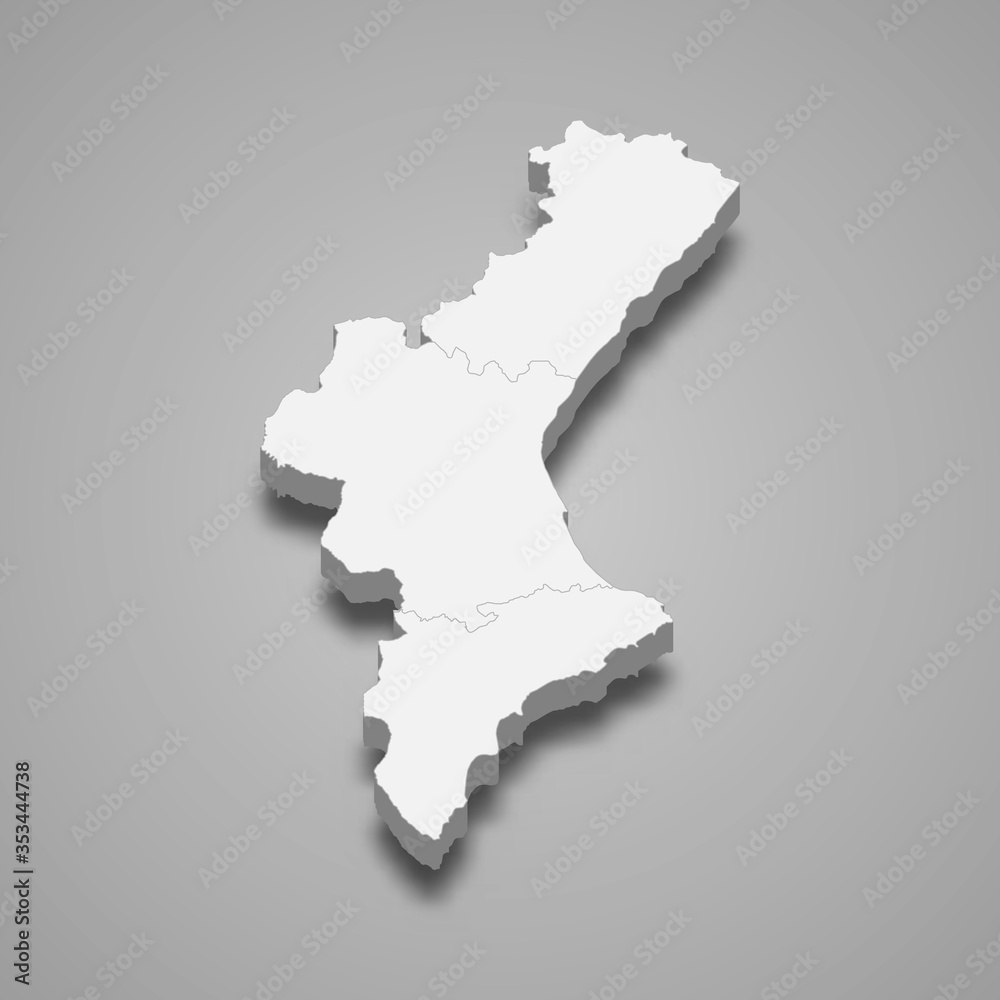 Valencian Community 3d region of Spain Template for your design