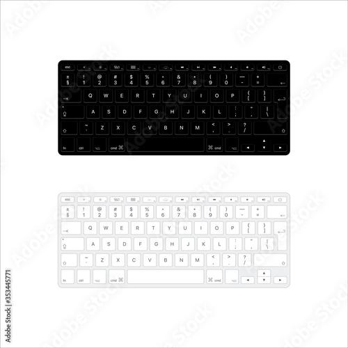 Black and white Computer keyboards isolated on white background. Keyboard symbol modern, simple, vector, icon for website design, mobile app, ui. Vector Illustration