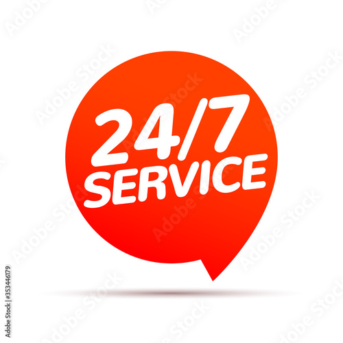 24 hour 7 day service available support. Service clock logo tag icon
