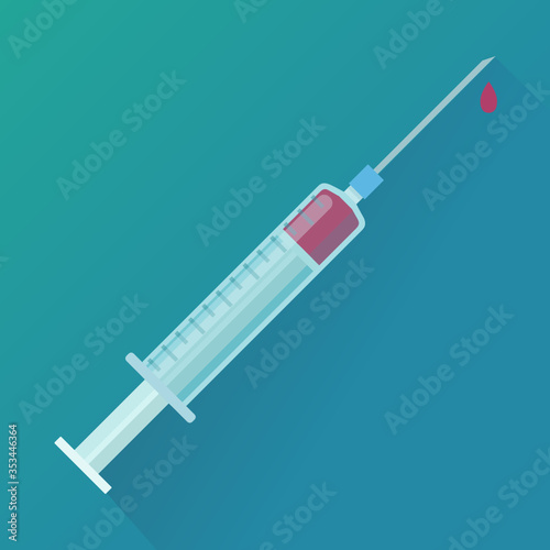 Seringue et goutte de sang (flat design)