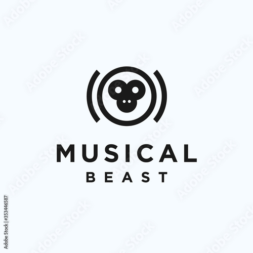 Canvas Print monkey music logo. monkey icon