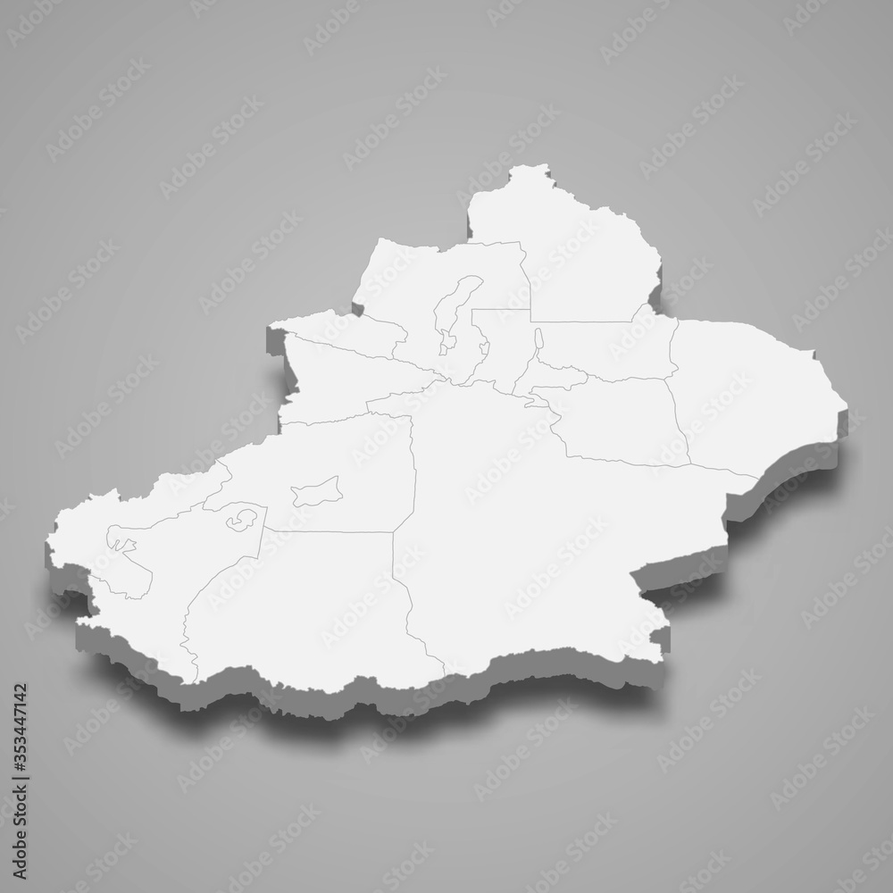 Uyghur 3d map province of China Template for your design