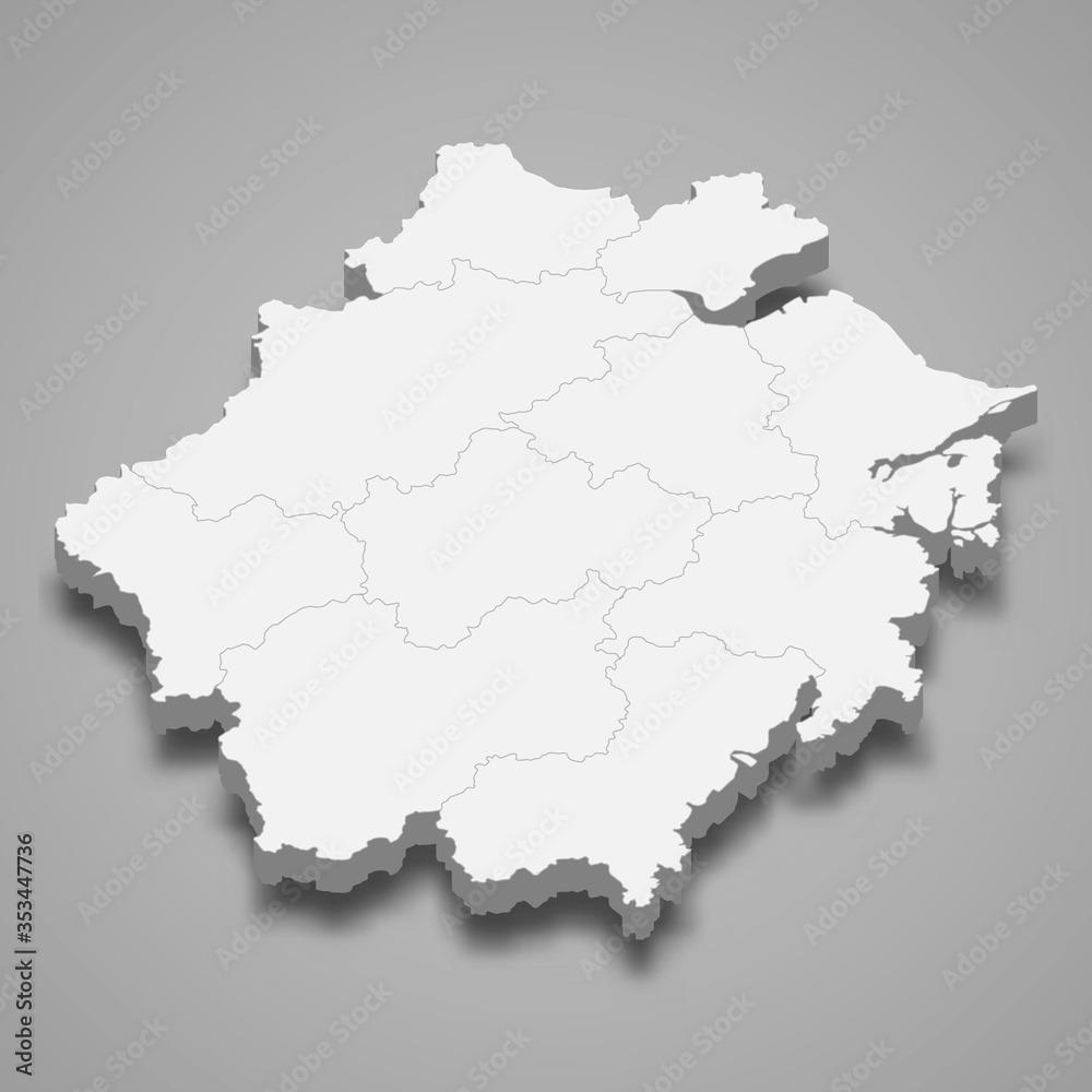 Zhejiang 3d map province of China Template for your design Zhejiang 3d map province of China Template for your design