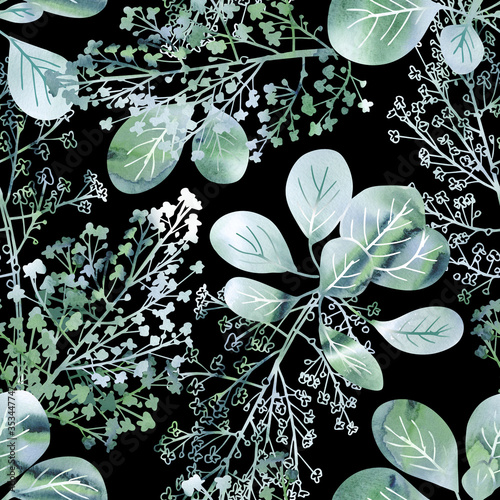 Floral Seamless Pattern. Watercolor Background.