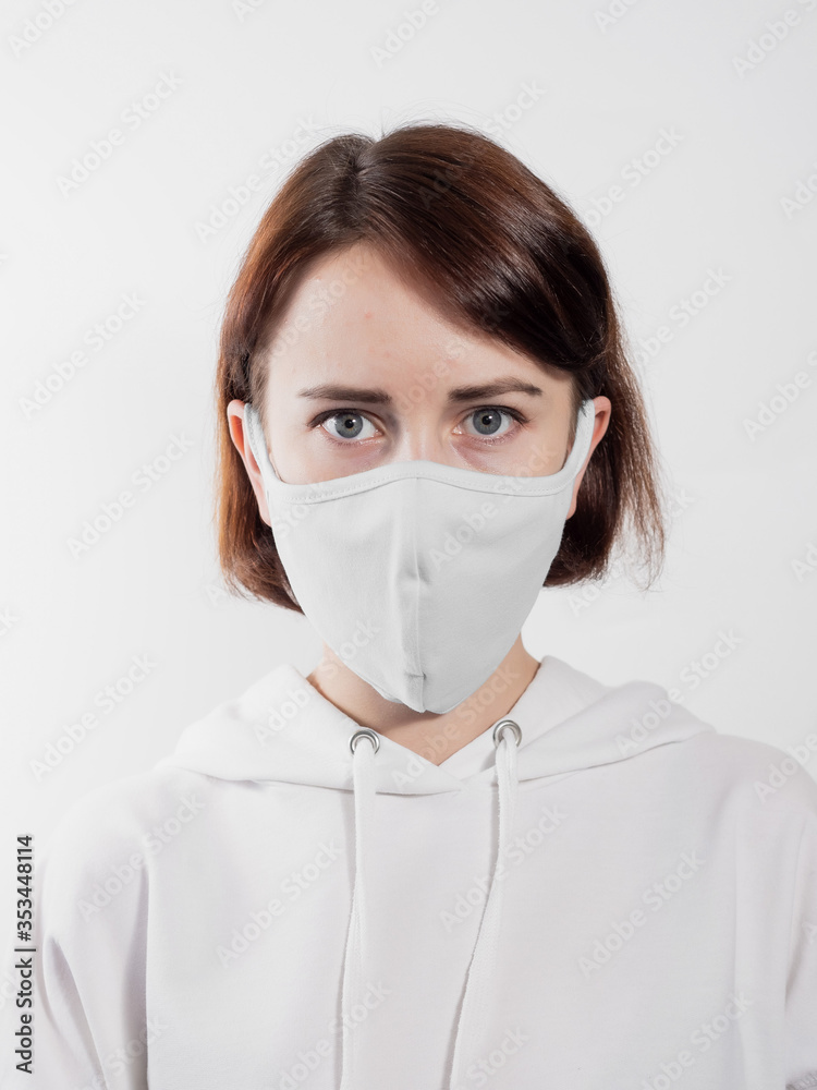 masked girl coronovirus on an isolated background