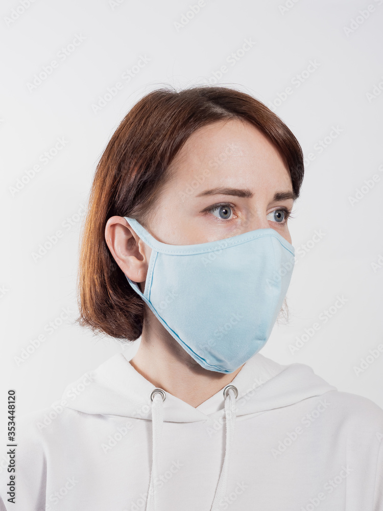 masked girl coronovirus on an isolated background masked girl coronovirus on an isolated background