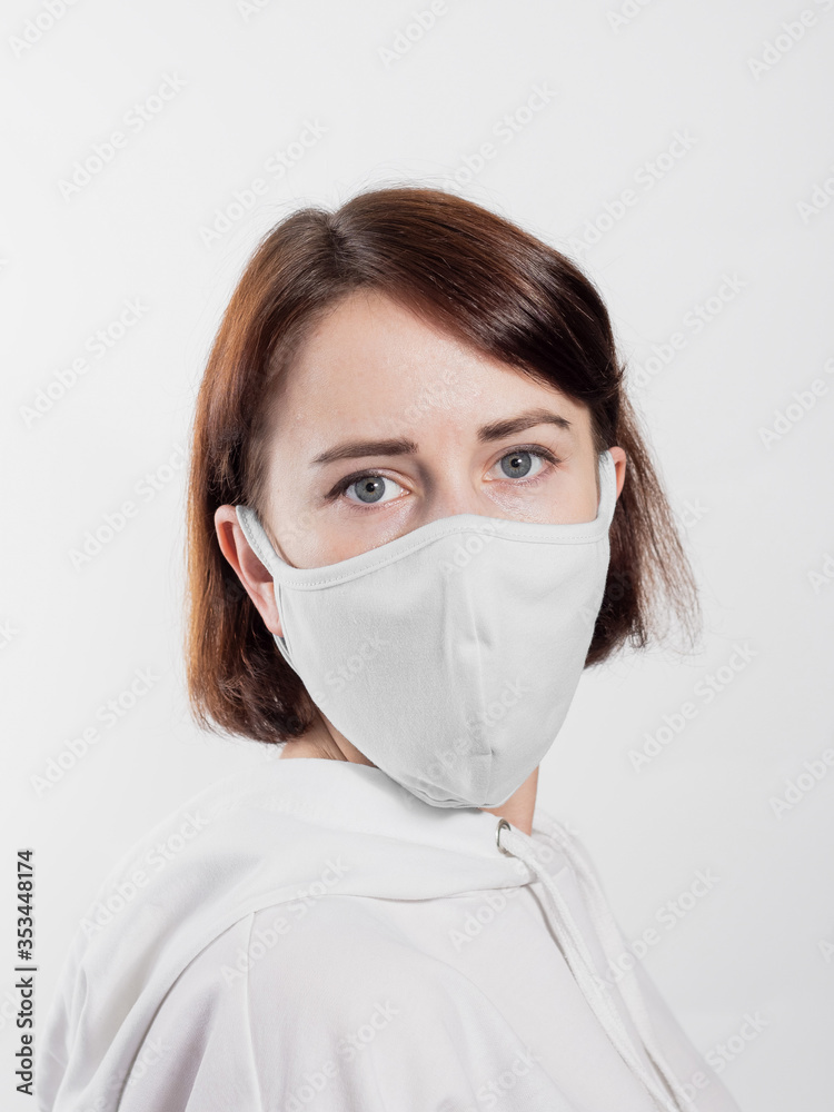 masked girl coronovirus on an isolated background masked girl coronovirus on an isolated background