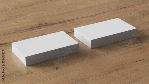 Layout of blank business cards for presentation. 3D rendering. © artemp1