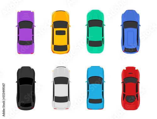 Vector car top view icon illustration. Vehicle flat isolated car vehicle isolated icon