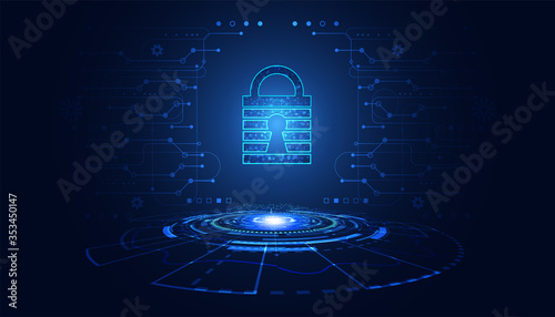 abstract padlock cyber security concept Protection of information in the online world, cyber personal information, internet, preventing internet theft