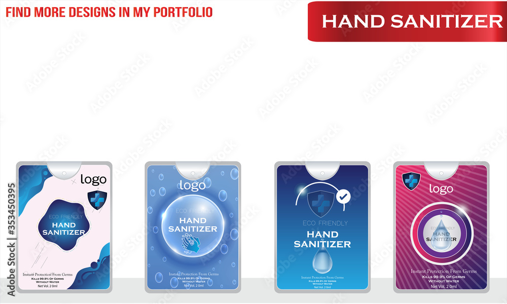 Different types of Hand sanitizer with label design. Packaging design. Advertising of hand sanitizer. 