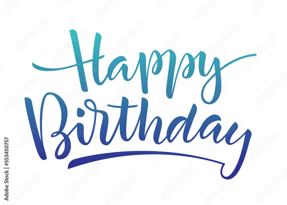 Blue gradient vector lettering 'Happy Birthday' on white background ...