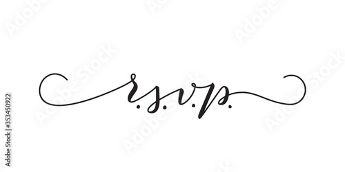 RSVP wedding vector card template. Isolated elegant modern calligraphy with swashes on white background. Great for wedding invitations, postcards. photo