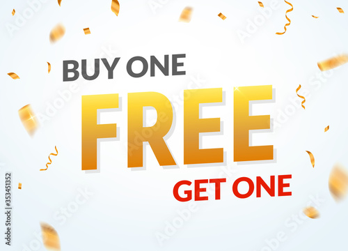 Buy one get one free sale offer design. Vector promo buy 1 get one free banner promotion