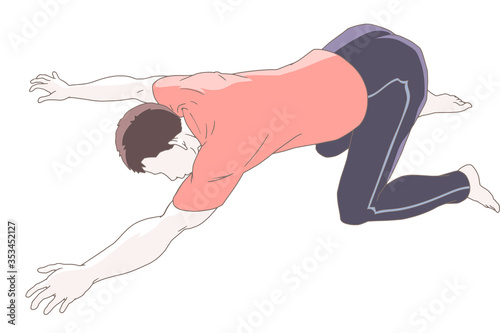トレーニング_ストレッチ_D、男性