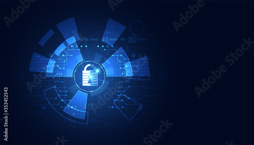 abstract padlock cyber security concept Protection of information in the online world, cyber personal information, internet, preventing internet theft