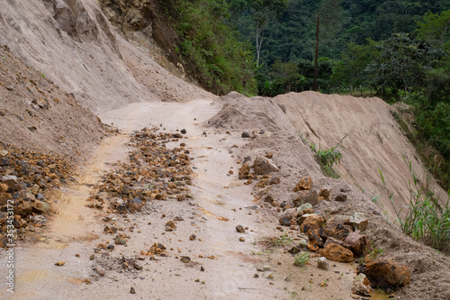 East entrance at Podocarpus National Park, Ecuador, after a landslide photo