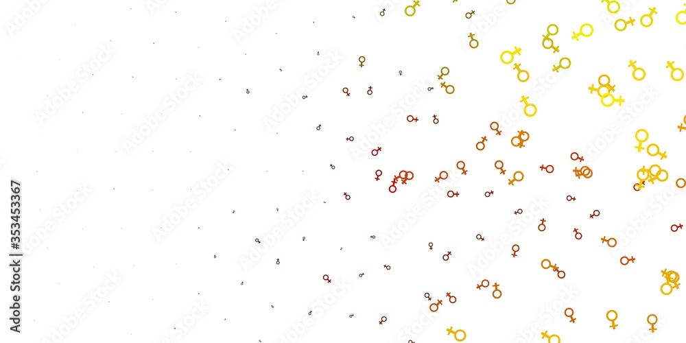 Light Red, Yellow vector template with businesswoman signs.