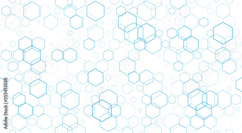 Seamless background of honeycombs. Vector illustration. Blue honeycombs. 
