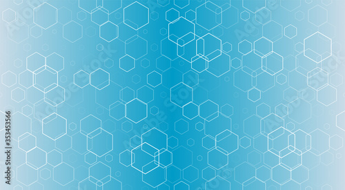 Seamless background of honeycombs. Vector illustration. Blue honeycombs. Gradient
