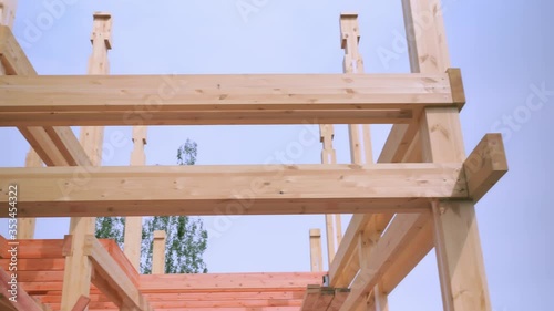 Wooden structures of a private house under construction