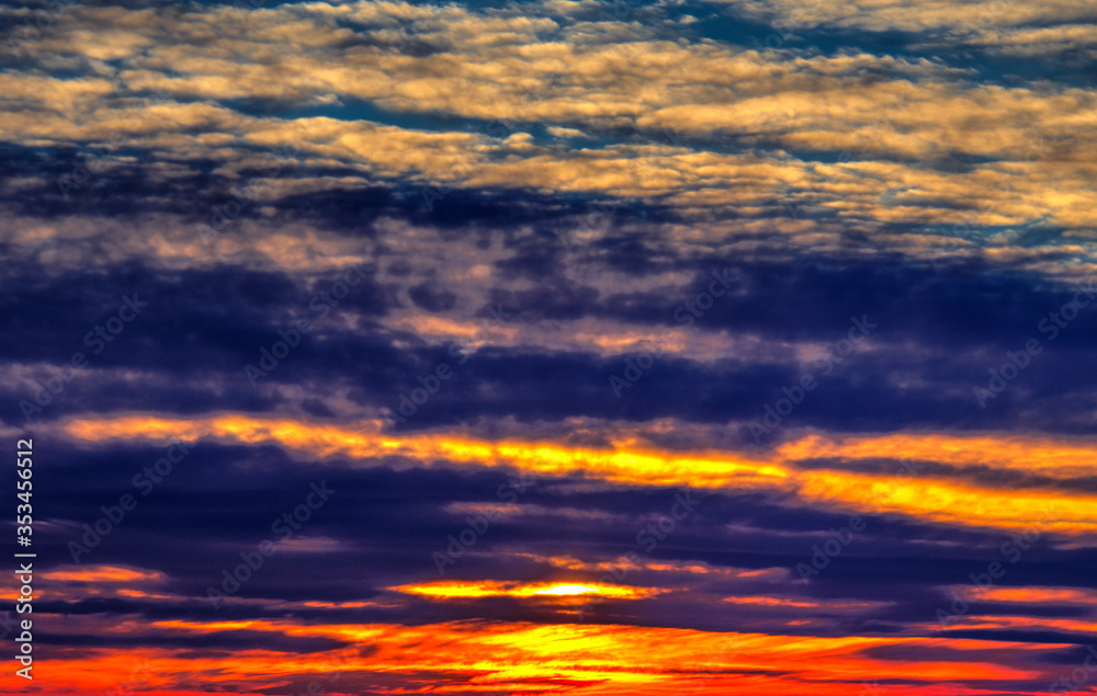 Beautiful sunset with colorful clouds in the sky