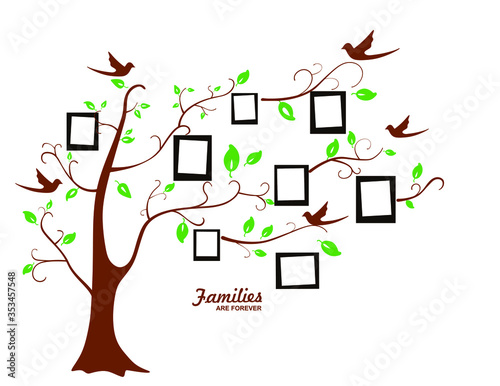 Vector illustration of beautiful family forever photo tree photo