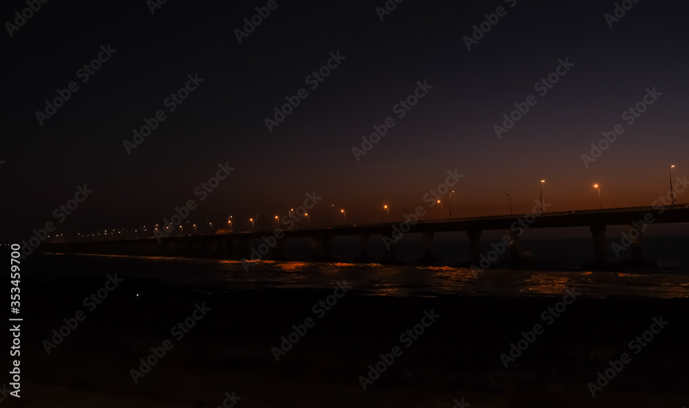Silhouette, Bandra Worli Sea Link, Bridge of Mumbai City, Sunset