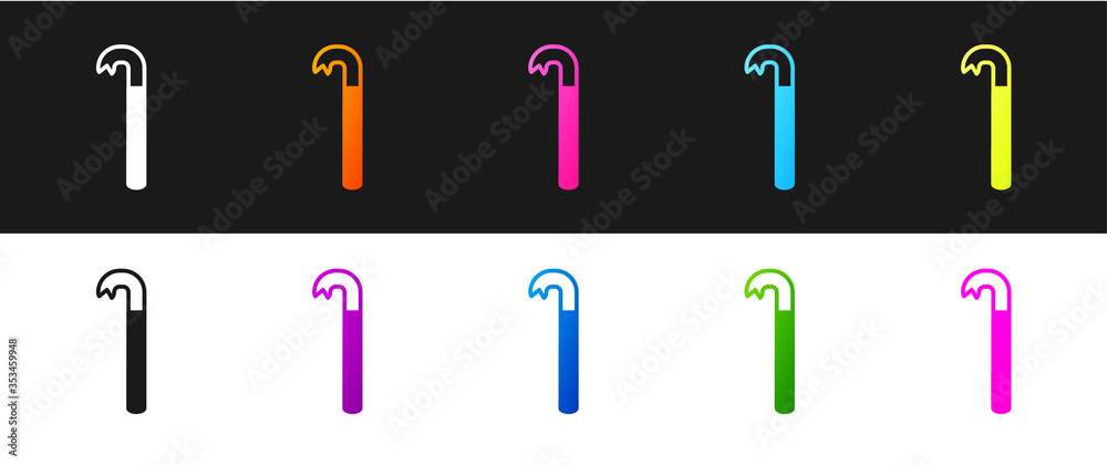 Set Crowbar icon isolated on black and white background. Vector Illustration. Set Crowbar icon isolated on black and white background. Vector Illustration.