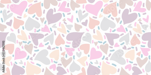 Wallpaper Mural Seamless pattern of hearts on a white background. Love concept. Design for packaging, poster, fabric or cover. Vector illustration Torontodigital.ca