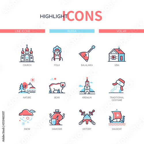 Russia - modern line design style icons set