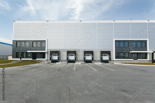 front view of the building of a logistics center or warehouse