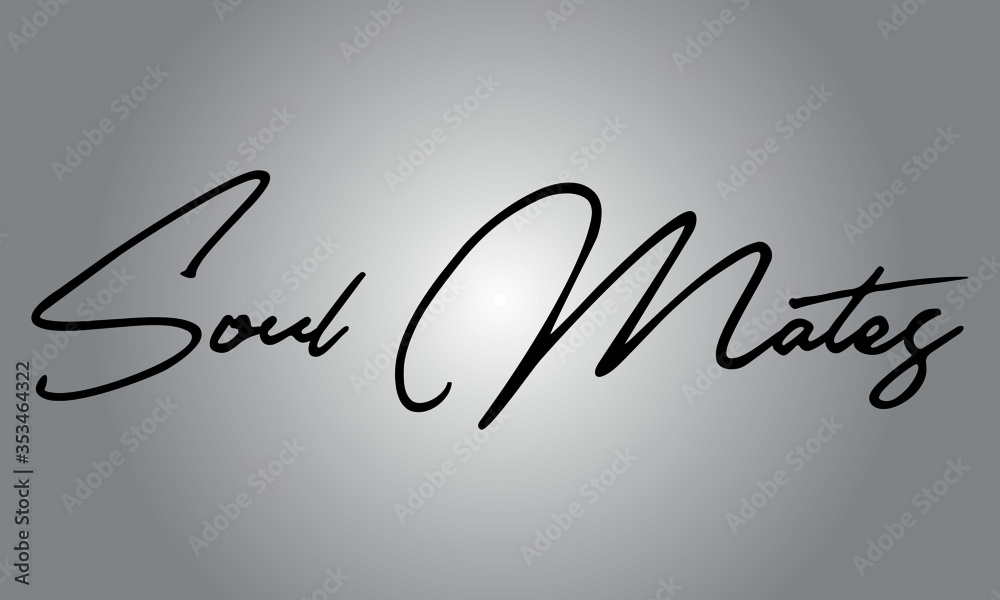 Fototapeta premium Soul Mates Cursive Calligraphy Black Color Text On Grey Background