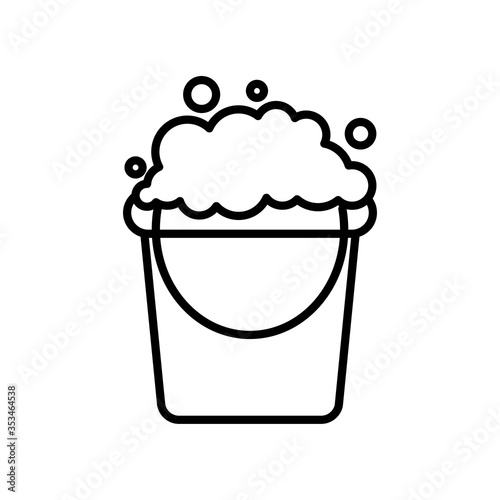 cleaning bucket with soapy water icon, line style