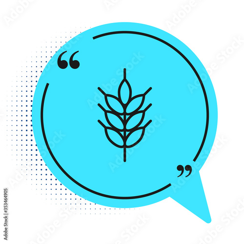 Black line Hop icon isolated on white background. Blue speech bubble symbol. Vector Illustration.