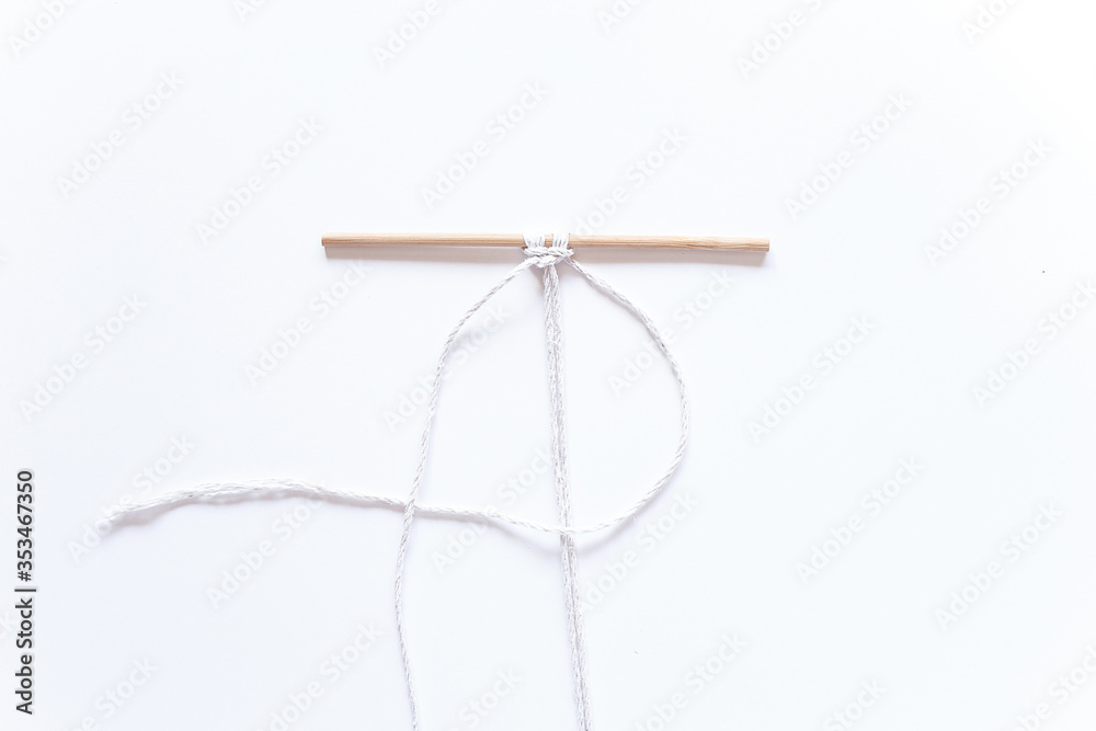 macrame weaving. step-by-step instructions for the square node. Step 7 Do it yourself. DIY macrame weaving. step-by-step instructions for the square node. Step 7 Do it yourself. DIY