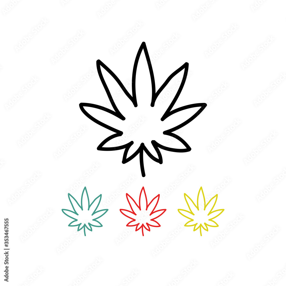 marijuana leaf doodle icon, vector illustration