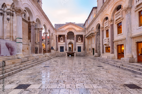 Peristyle, central square within Diocletian Palace in Old Town of Split, the second largest city of Croatia in the morning photo