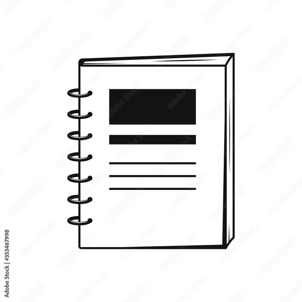Spiral notebook Black flat design Icon Isolated on white background Spiral notebook Black flat design Icon Isolated on white background