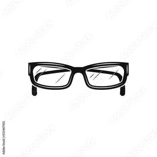Reading Glasses Black flat design Icon Isolated on white background