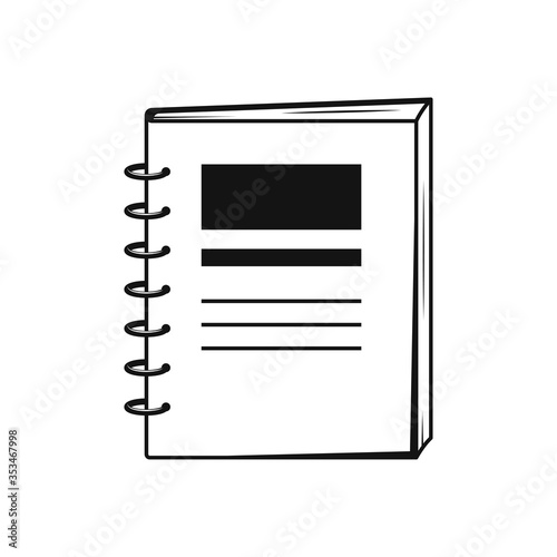 Spiral notebook Black flat design Icon Isolated on white background