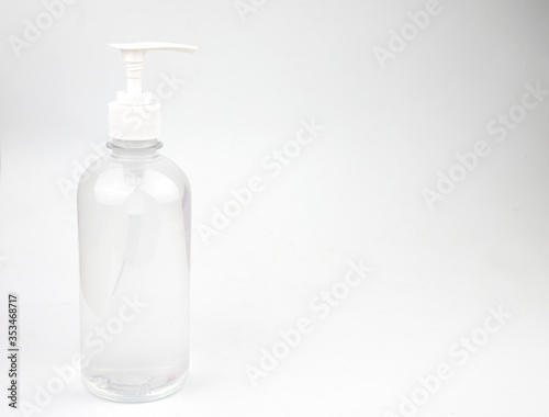 Transparent hand wash gel for washing hands on a white background.