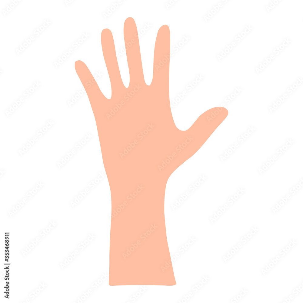 Vector of Opened lamp of the hand.Light-skinned palm.Flat illustration. Vector of Opened lamp of the hand.Light-skinned palm.Flat illustration.