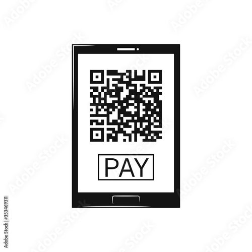 QR code on tablet screen. Concept icon on white background