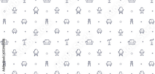 Pattern for furniture concept with outline icons for home decor, furniture store, renovation. Flat vector design. Modern graphic design. Home accessories.