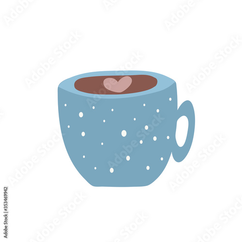Coffee latte art heart pattern, illustration vector on white background.
