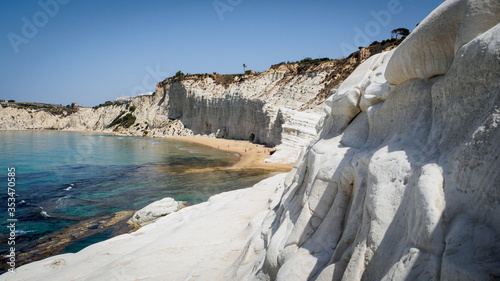 the cliffs of scala dei turchi with a spiaggia in sicily #353470585